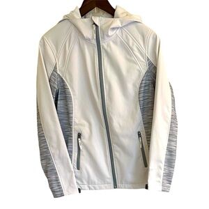 Free Tech White gray hooded zippered jacket women S